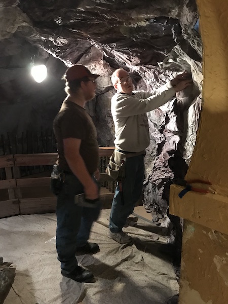 Two Men working on Construction of the Cave where the Holy Family will be in Bethlehem in 2017